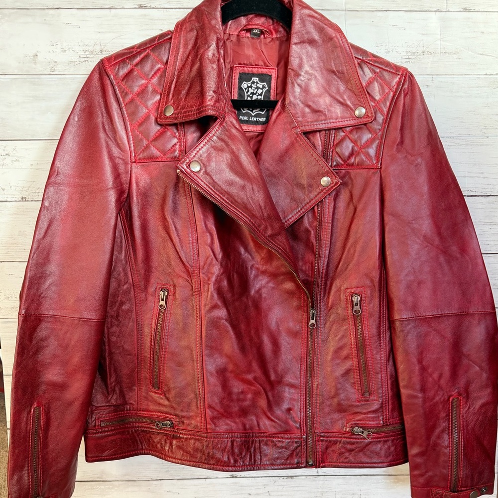 Red Leather Women's Jacket